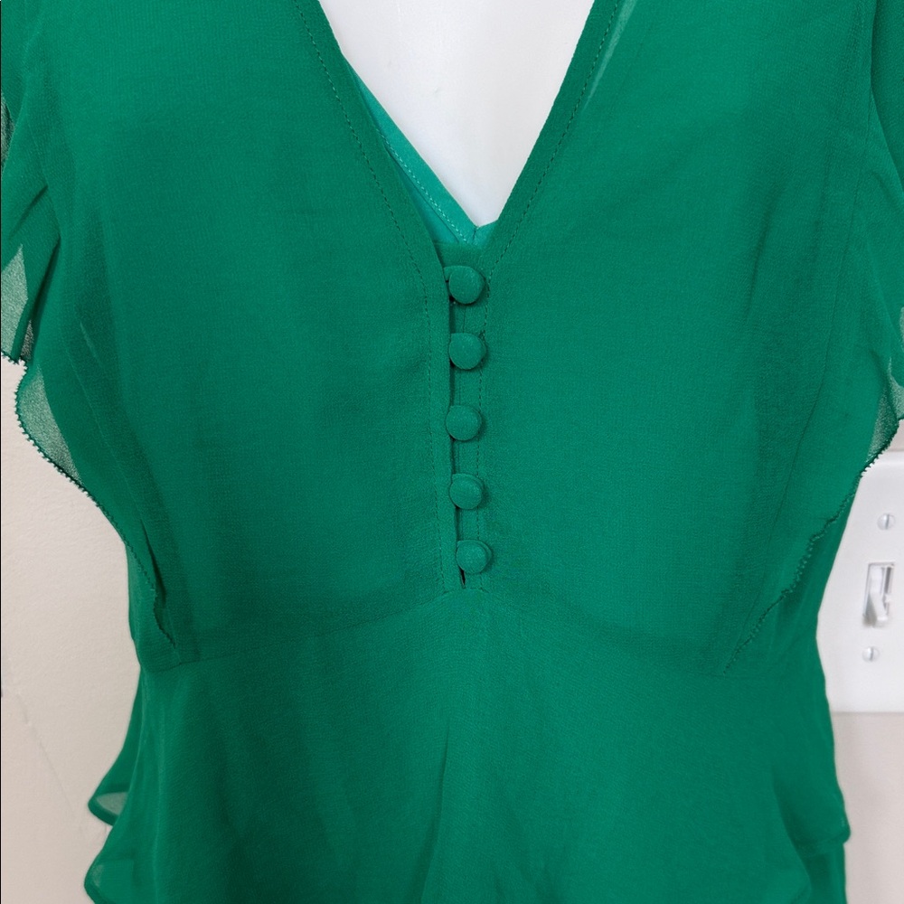 Chelsea28 Emerald Ruffle Blouse - Picture 2 of 6